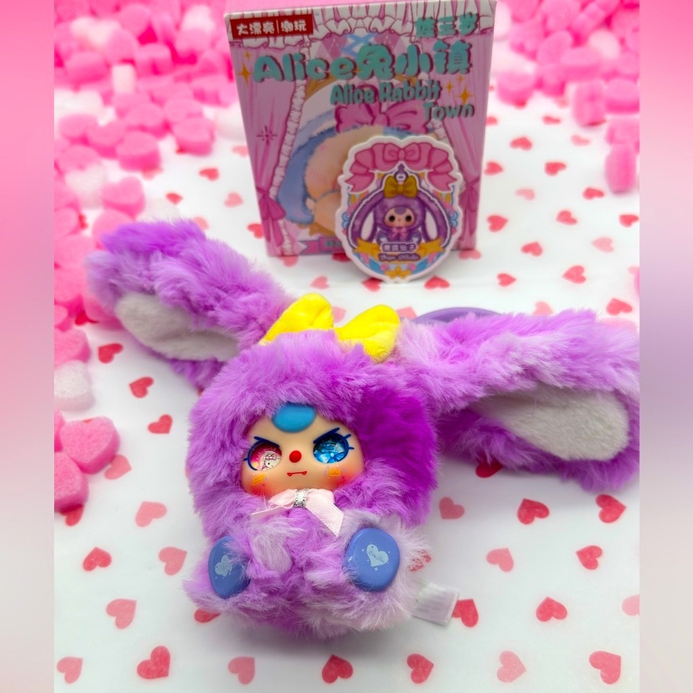 Baby Three Alice Rabbit Town Plush Keychain – Custom Face Version 🐰💜 - Picture 2 of 6